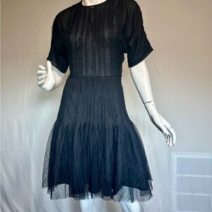 HANLEY MELLON  Black Tulle A-Line Dress Size 2 Open Back Corset